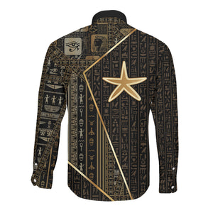 Egypt Seba Long Sleeve Button Shirt Ancient Mythology Golden Star Royal