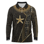 Egypt Seba Long Sleeve Polo Shirt Ancient Mythology Golden Star Royal