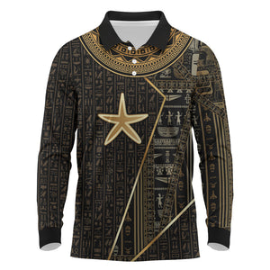 Egypt Seba Long Sleeve Polo Shirt Ancient Mythology Golden Star Royal