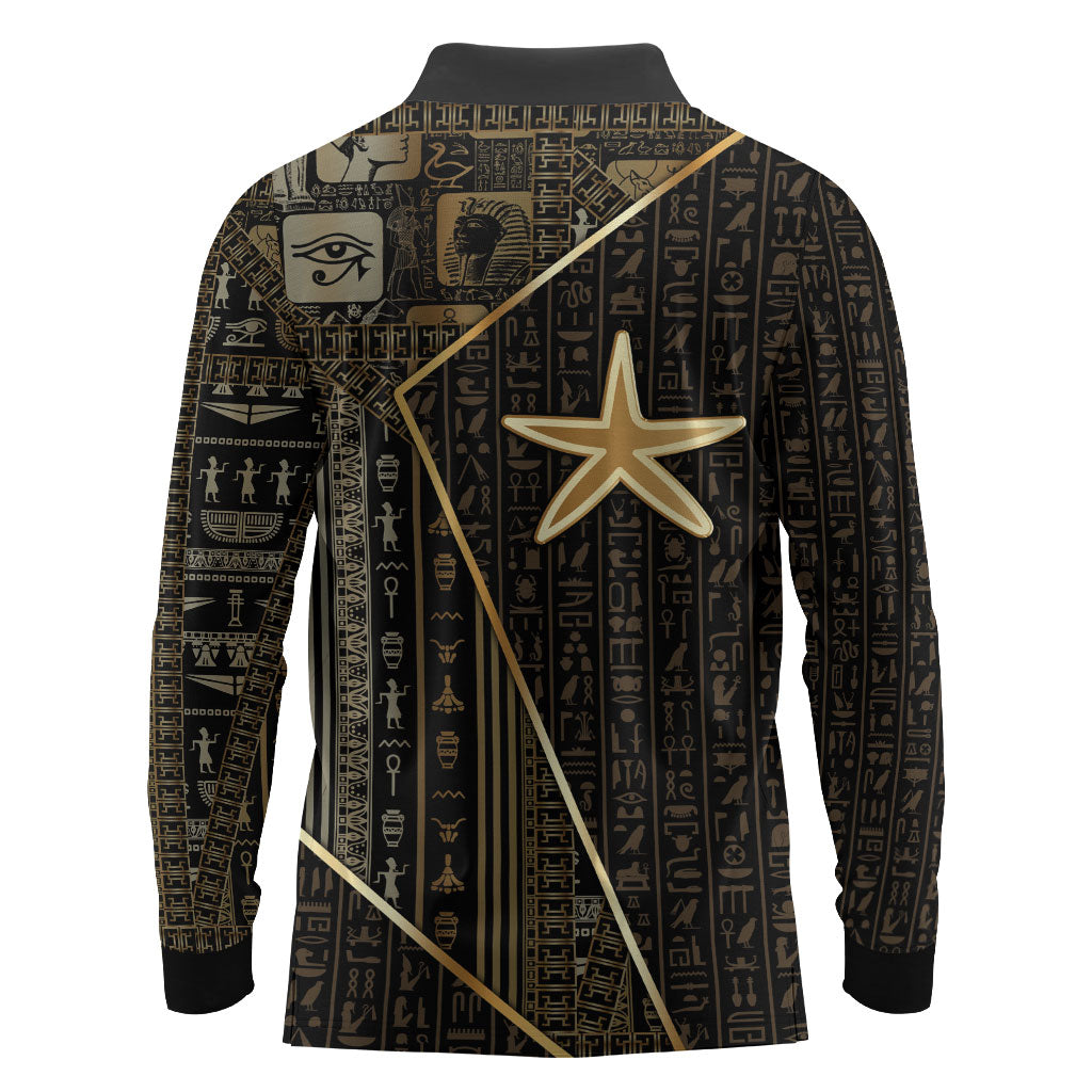 Egypt Seba Long Sleeve Polo Shirt Ancient Mythology Golden Star Royal