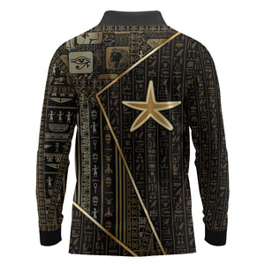 Egypt Seba Long Sleeve Polo Shirt Ancient Mythology Golden Star Royal