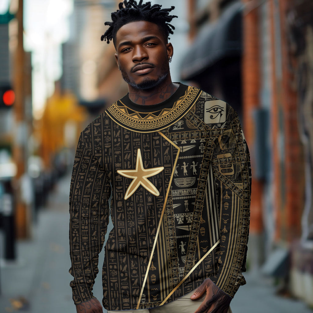 Egypt Seba Long Sleeve Shirt Ancient Mythology Golden Star Royal