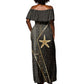 Egypt Seba Off Shoulder Maxi Dress Ancient Mythology Golden Star Royal