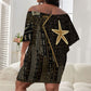 Egypt Seba Off Shoulder Short Dress Ancient Mythology Golden Star Royal