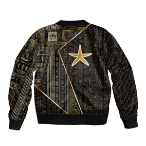 Egypt Seba Sleeve Zip Bomber Jacket Ancient Mythology Golden Star Royal