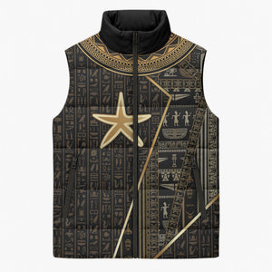 Egypt Seba Sleeveless Puffer Jacket Ancient Mythology Golden Star Royal
