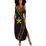 Egypt Seba Summer Maxi Dress Ancient Mythology Golden Star Royal