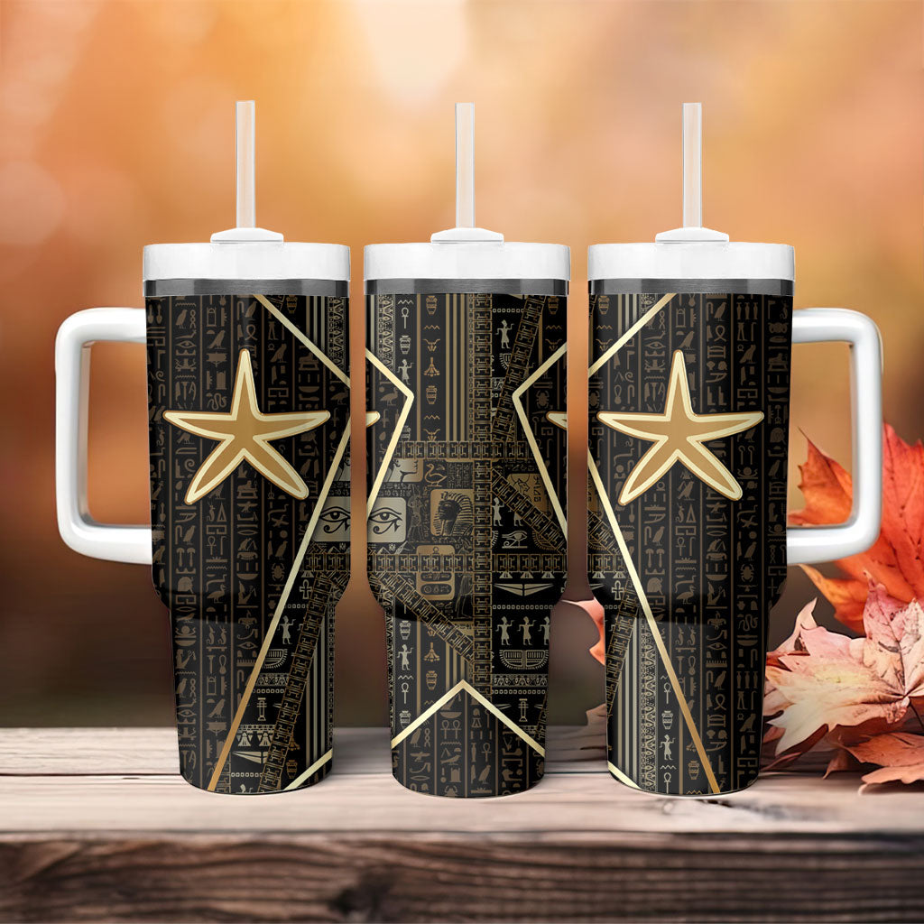Egypt Seba Tumbler With Handle Ancient Mythology Golden Star Royal
