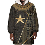 Egypt Seba Wearable Blanket Hoodie Ancient Mythology Golden Star Royal