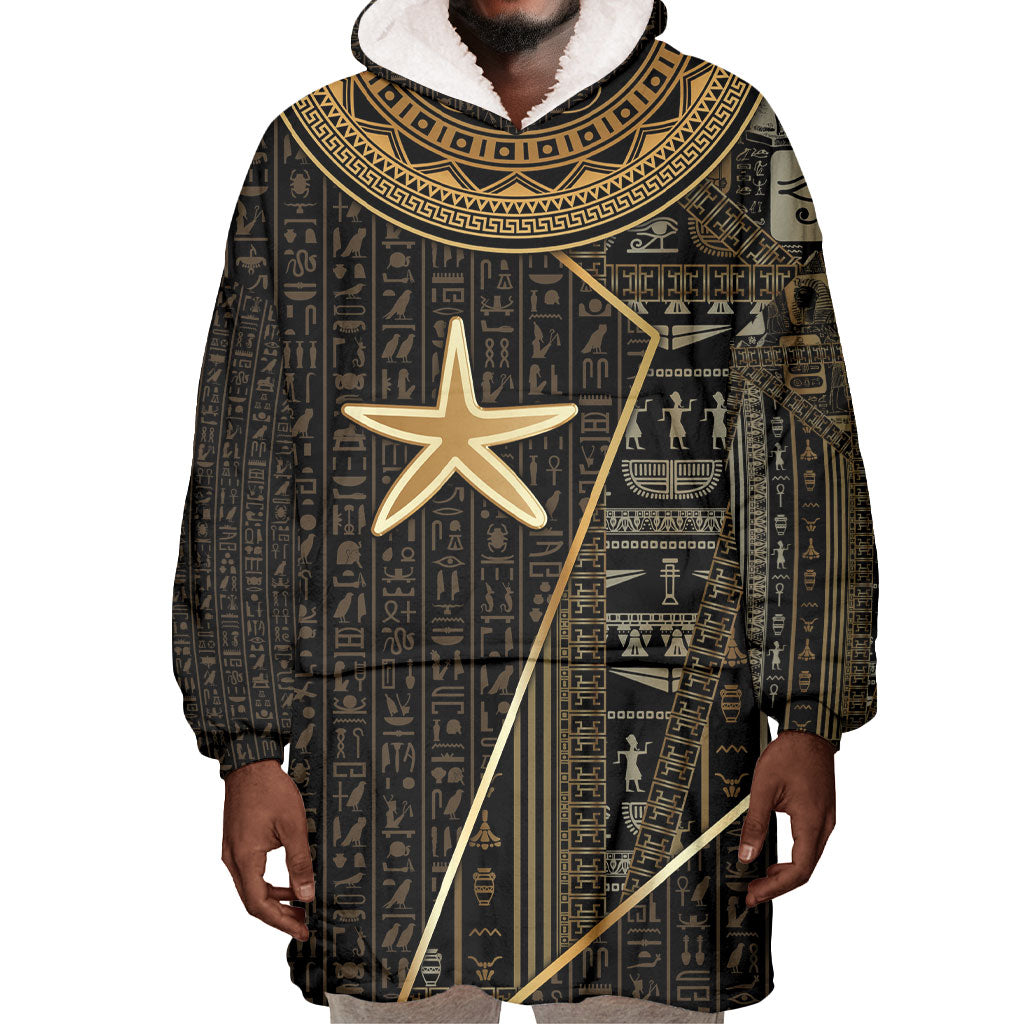 Egypt Seba Wearable Blanket Hoodie Ancient Mythology Golden Star Royal