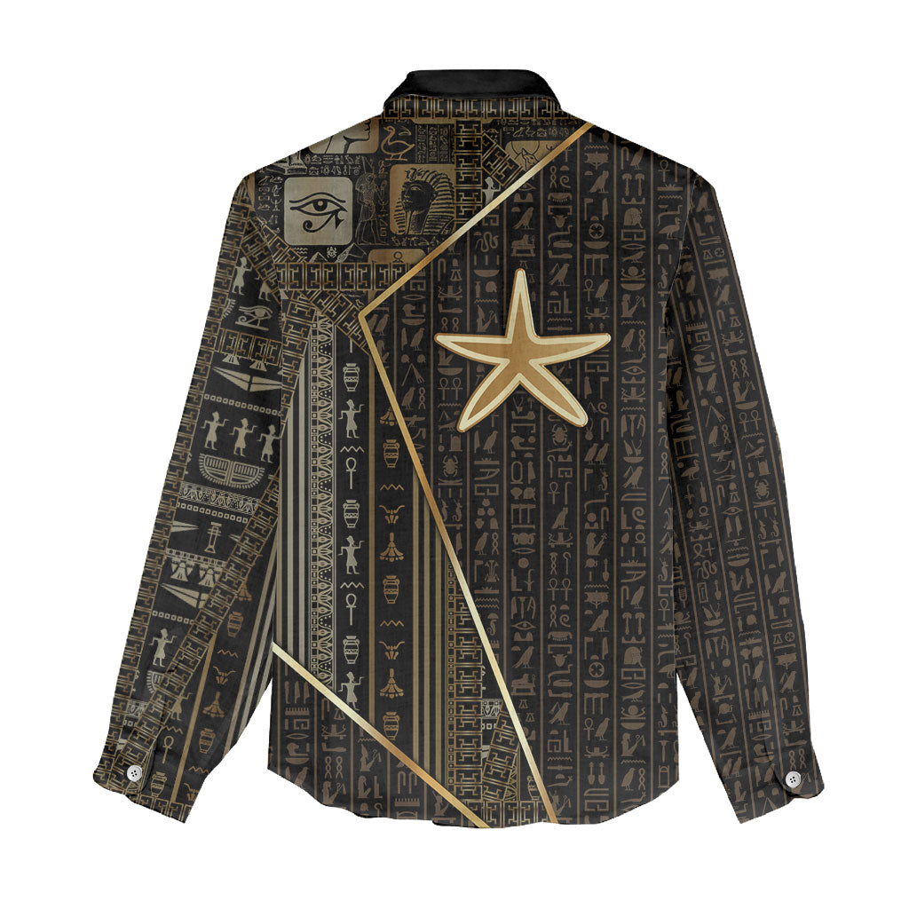 Egypt Seba Women Casual Shirt Ancient Mythology Golden Star Royal