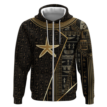 Egypt Seba Zip Hoodie Ancient Mythology Golden Star Royal