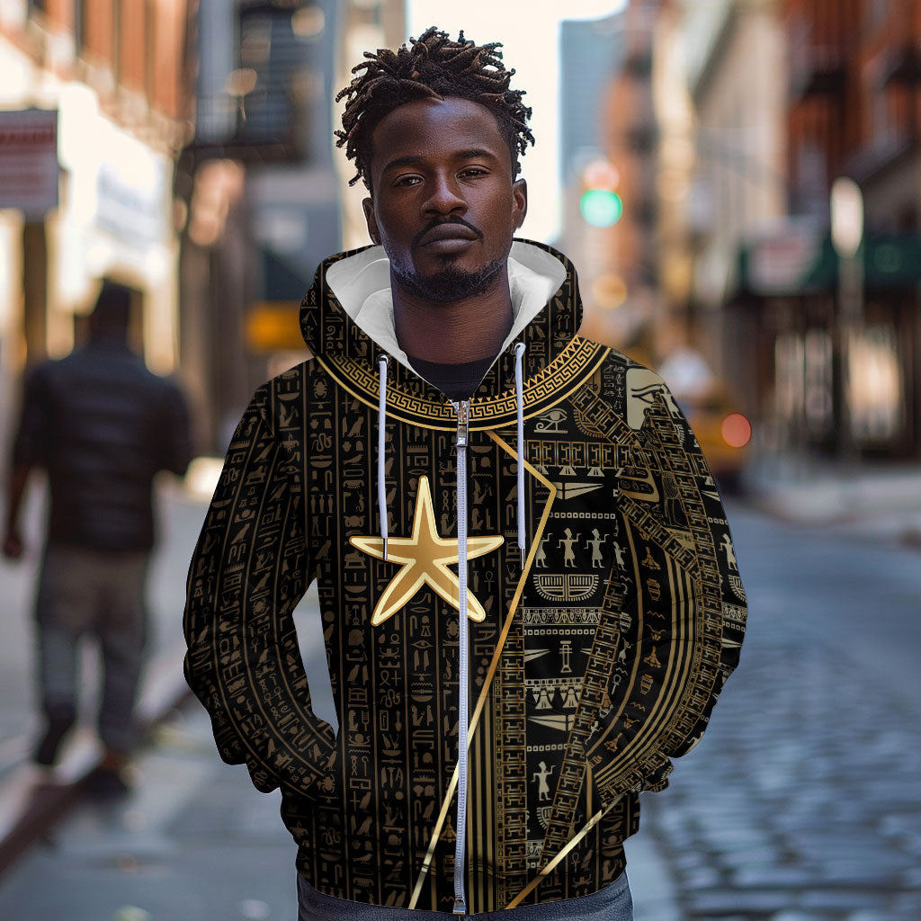 Egypt Seba Zip Hoodie Ancient Mythology Golden Star Royal