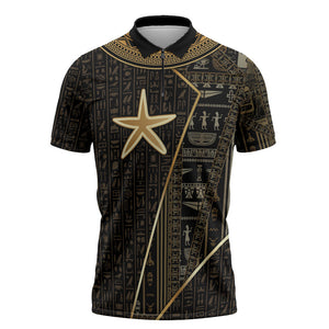 Egypt Seba Zipper Polo Shirt Ancient Mythology Golden Star Royal