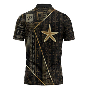 Egypt Seba Zipper Polo Shirt Ancient Mythology Golden Star Royal