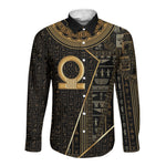 Egypt Shen Ring Long Sleeve Button Shirt Ancient Mythology Eternally Protecting