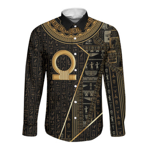Egypt Shen Ring Long Sleeve Button Shirt Ancient Mythology Eternally Protecting