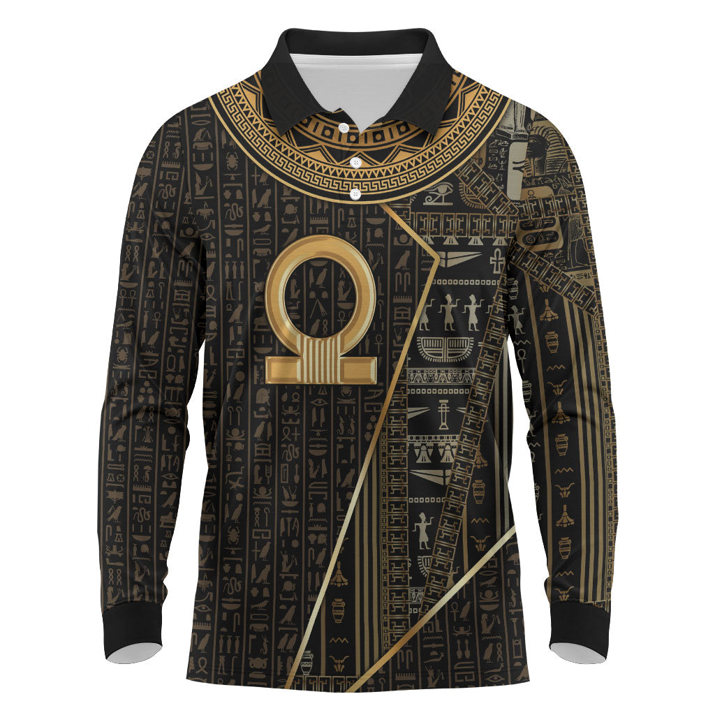 Egypt Shen Ring Long Sleeve Polo Shirt Ancient Mythology Eternally Protecting