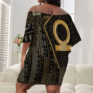 Egypt Shen Ring Off Shoulder Short Dress Ancient Mythology Eternally Protecting