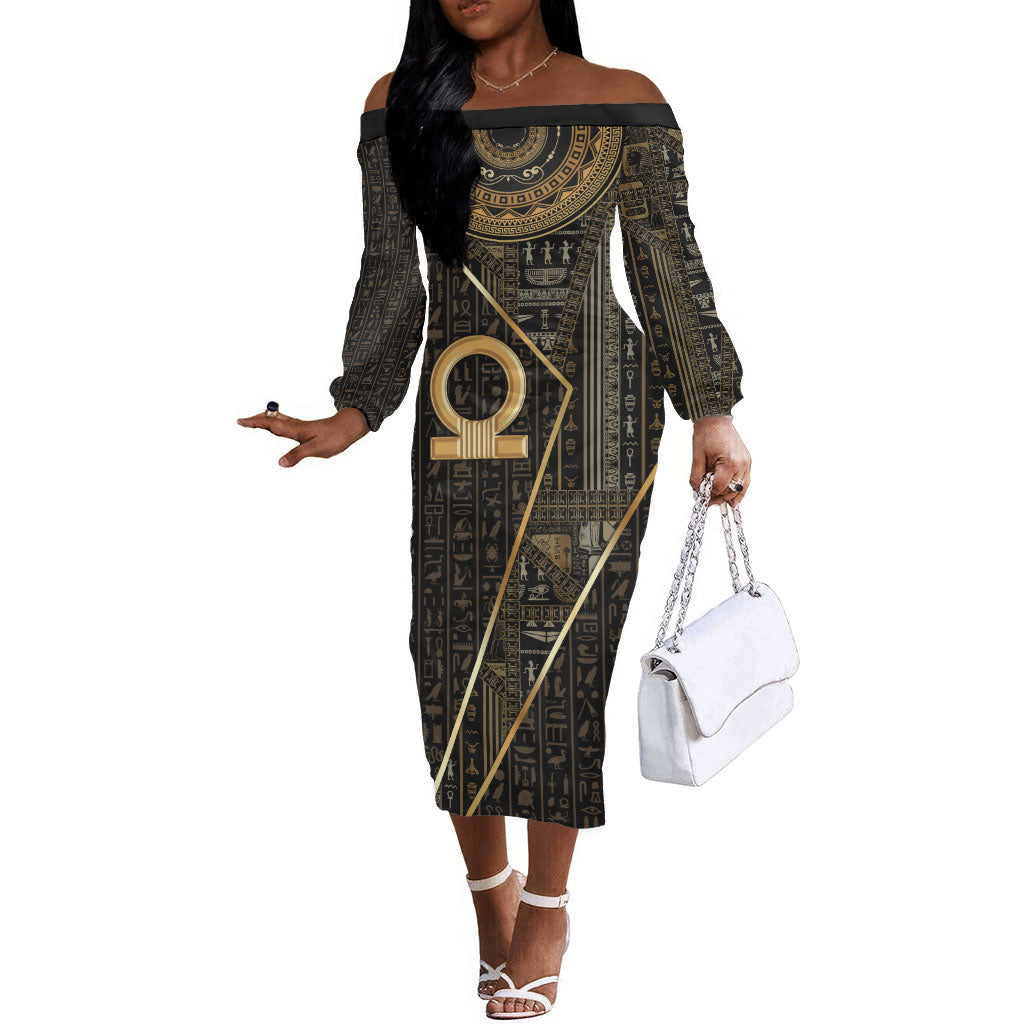 Egypt Shen Ring Off The Shoulder Long Sleeve Dress Ancient Mythology Eternally Protecting