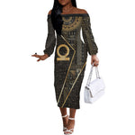 Egypt Shen Ring Off The Shoulder Long Sleeve Dress Ancient Mythology Eternally Protecting