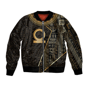 Egypt Shen Ring Sleeve Zip Bomber Jacket Ancient Mythology Eternally Protecting