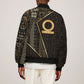 Egypt Shen Ring Sleeve Zip Bomber Jacket Ancient Mythology Eternally Protecting