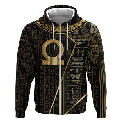 Egypt Shen Ring Zip Hoodie Ancient Mythology Eternally Protecting