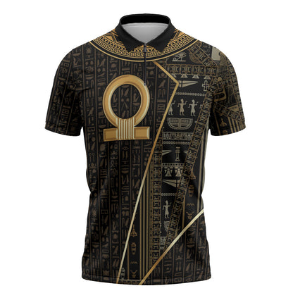 Egypt Shen Ring Zipper Polo Shirt Ancient Mythology Eternally Protecting