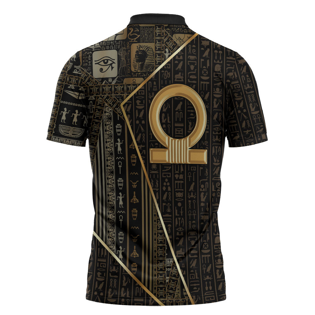 Egypt Shen Ring Zipper Polo Shirt Ancient Mythology Eternally Protecting