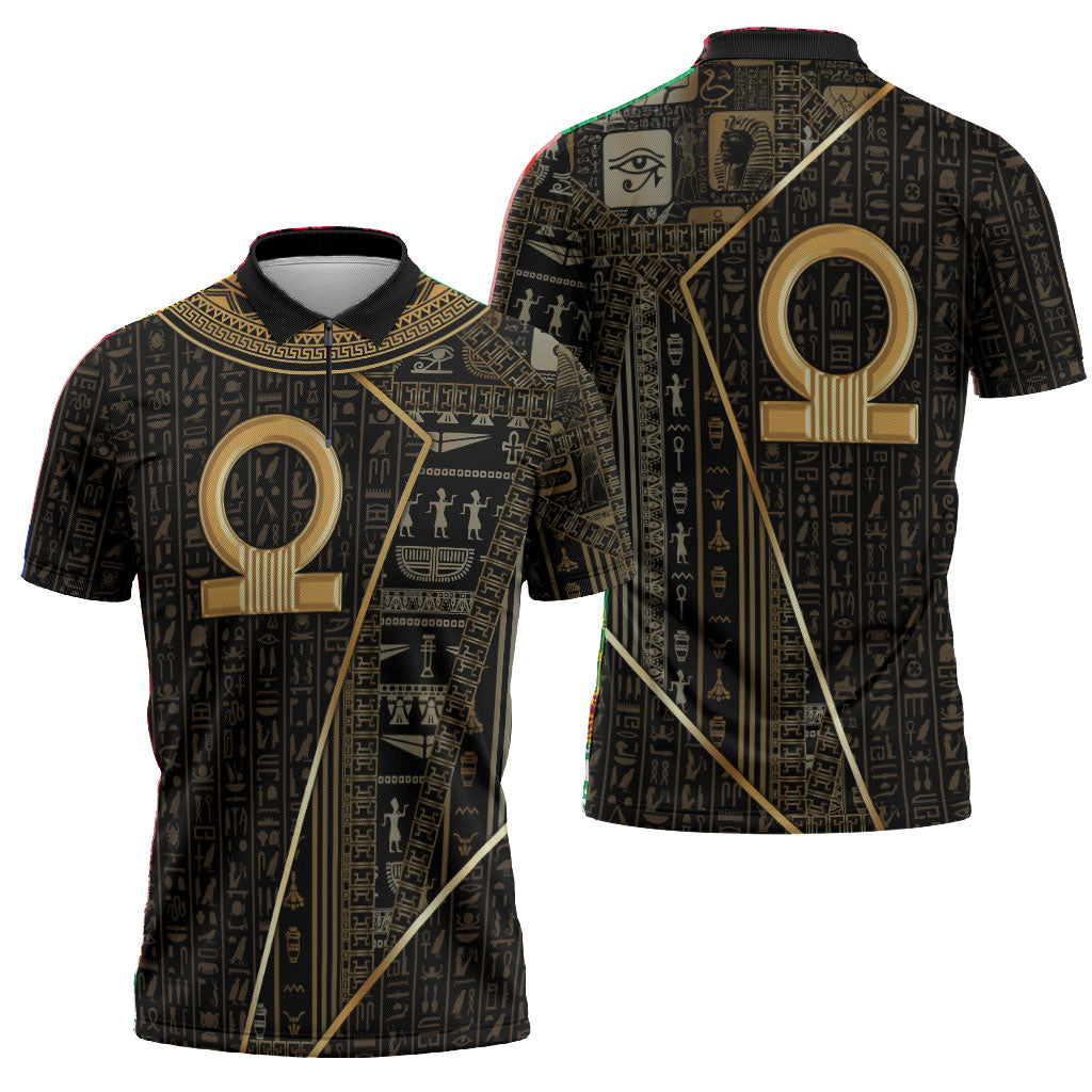 Egypt Shen Ring Zipper Polo Shirt Ancient Mythology Eternally Protecting