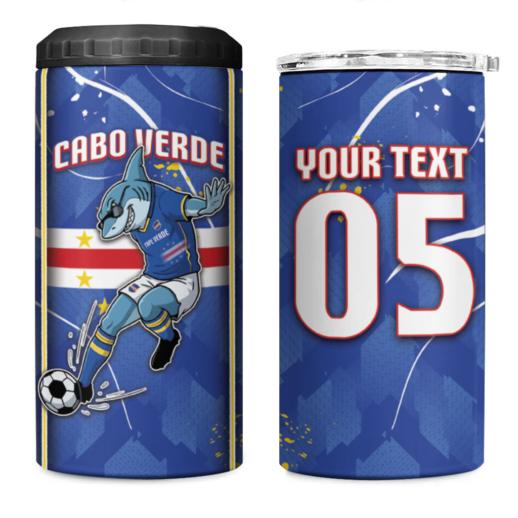 Custom Cape Verde 4 in 1 Can Cooler Tumbler Blue Shark National Flag