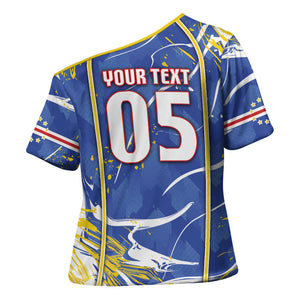 Custom Cape Verde Cross Shoulder Shirt Blue Shark National Flag