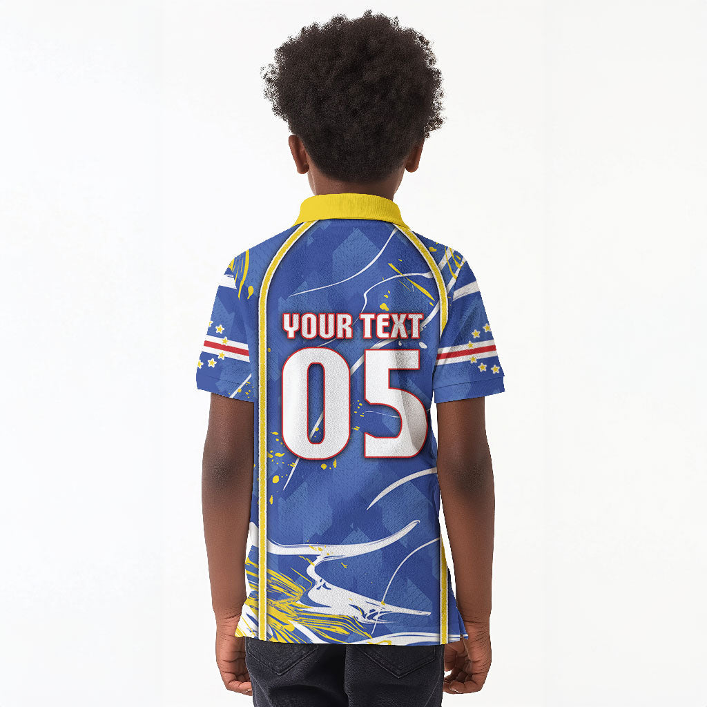Custom Cape Verde Kid Polo Shirt Blue Shark National Flag