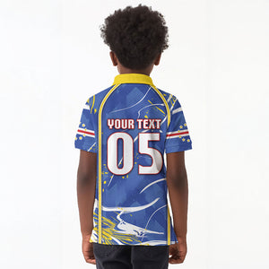 Custom Cape Verde Kid Polo Shirt Blue Shark National Flag
