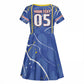 Custom Cape Verde Kid Short Sleeve Dress Blue Shark National Flag