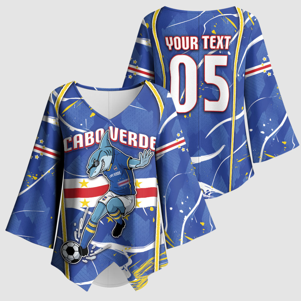 Custom Cape Verde Kimono Sleeve Blouse Blue Shark National Flag