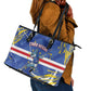 Cape Verde Leather Tote Bag Blue Shark National Flag