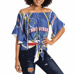 Custom Cape Verde Off Shoulder Wrap Waist Top Blue Shark National Flag
