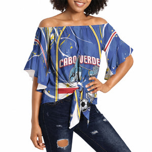 Custom Cape Verde Off Shoulder Wrap Waist Top Blue Shark National Flag