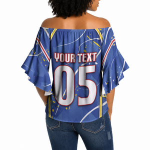 Custom Cape Verde Off Shoulder Wrap Waist Top Blue Shark National Flag