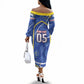 Custom Cape Verde Off The Shoulder Long Sleeve Dress Blue Shark National Flag