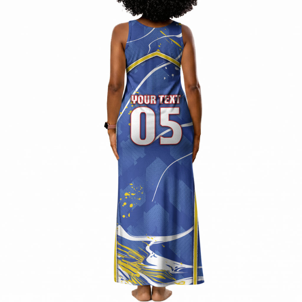 Custom Cape Verde Tank Maxi Dress Blue Shark National Flag