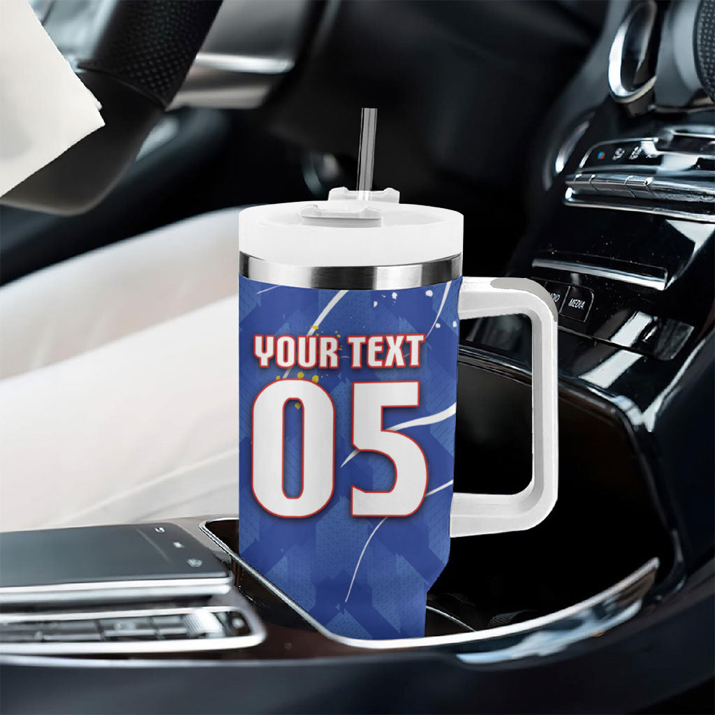 Custom Cape Verde Tumbler With Handle Blue Shark National Flag