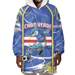 Custom Cape Verde Wearable Blanket Hoodie Blue Shark National Flag