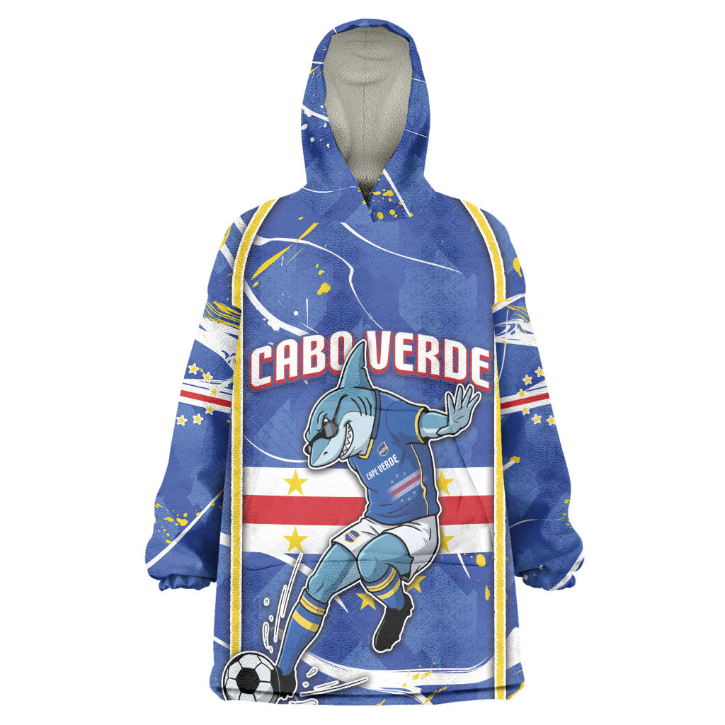 Custom Cape Verde Wearable Blanket Hoodie Blue Shark National Flag