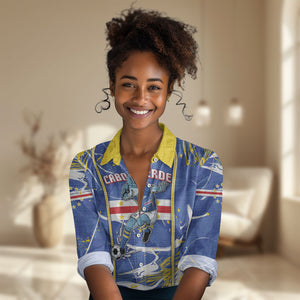 Custom Cape Verde Women Casual Shirt Blue Shark National Flag