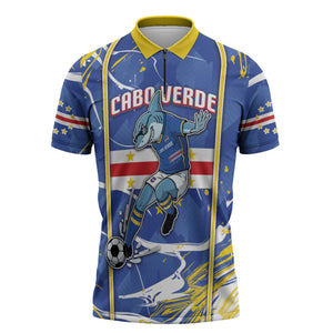 Custom Cape Verde Zipper Polo Shirt Blue Shark National Flag