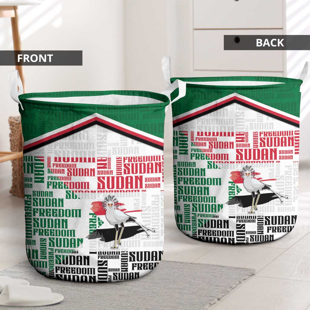 Sudan Laundry Basket Secretary Bird With Typography Patterns - African Pride