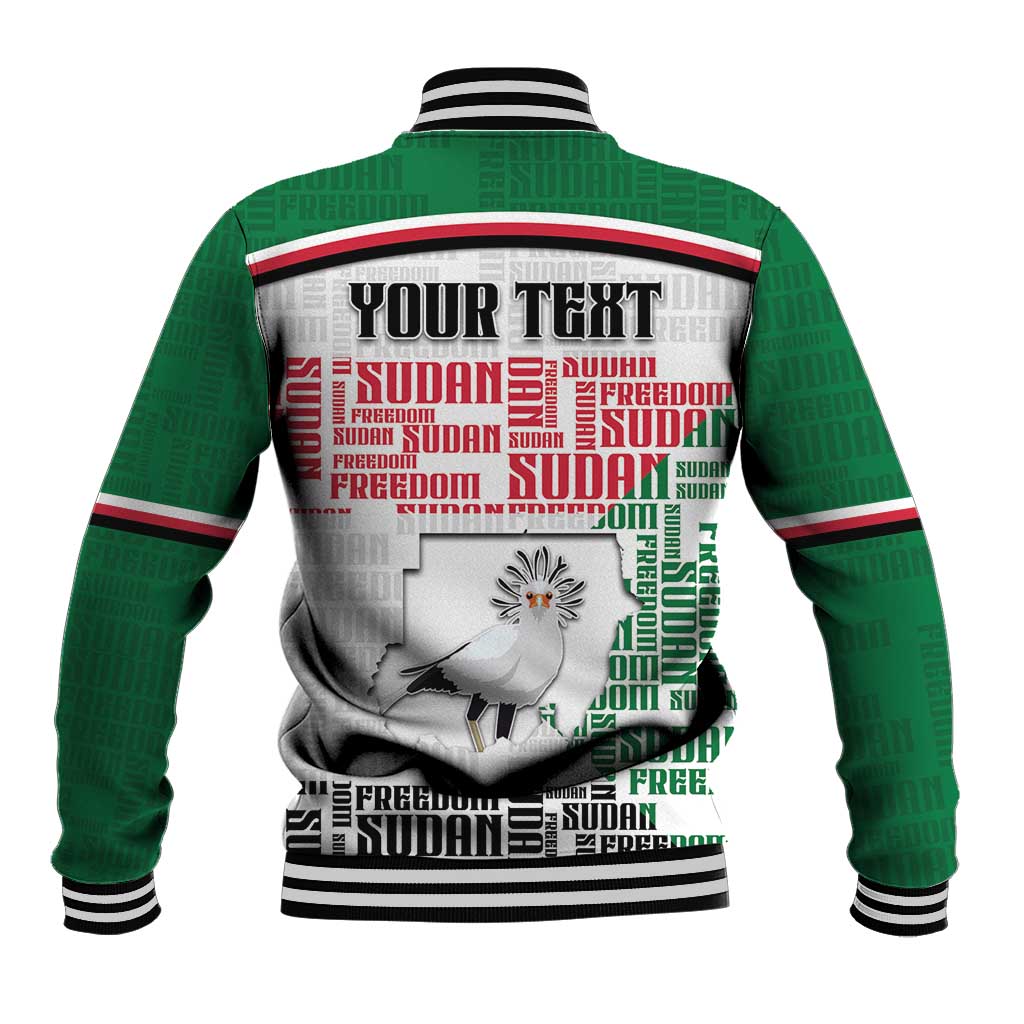 Personalized Sudan Baseball Jacket Secretary Bird With Typography Patterns - African Pride